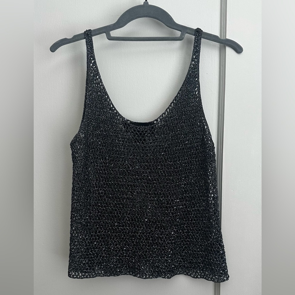 Vintage Y2K metallic mesh crochet knit cami tank
